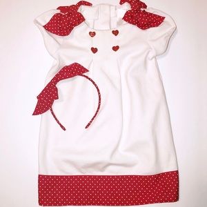 Janie and Jack Ivory dress with Red Bows